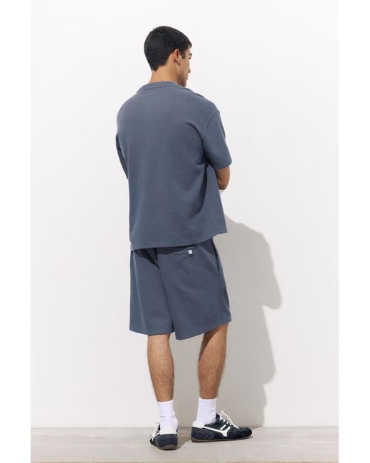 Pull&Bear Blue Textured Bermuda Sweatpants for men
