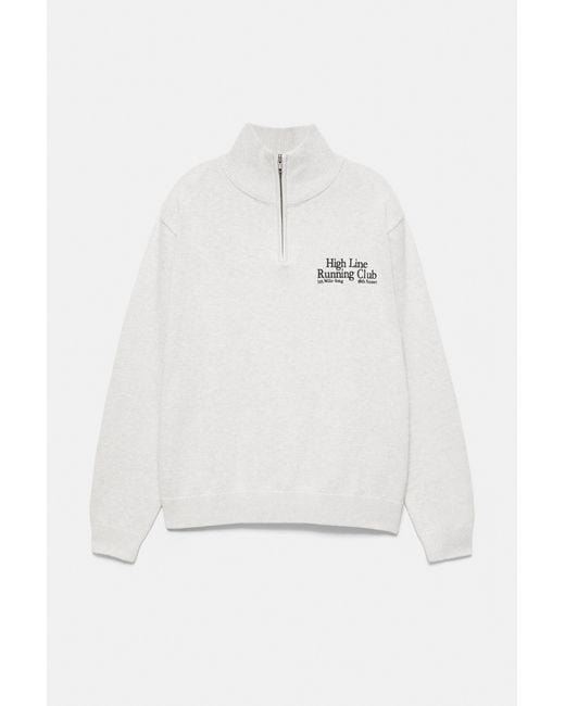 Sweat Col Zippé Brodé Pull&Bear pour homme en coloris White