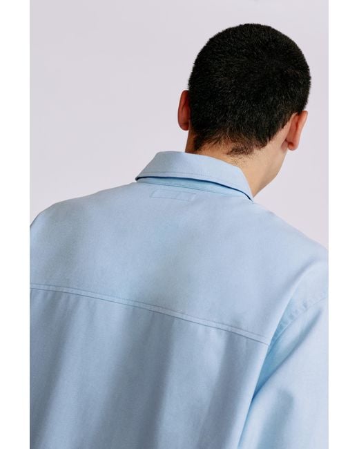 Pull&Bear Blue Embroidered Long Sleeve Shirt for men