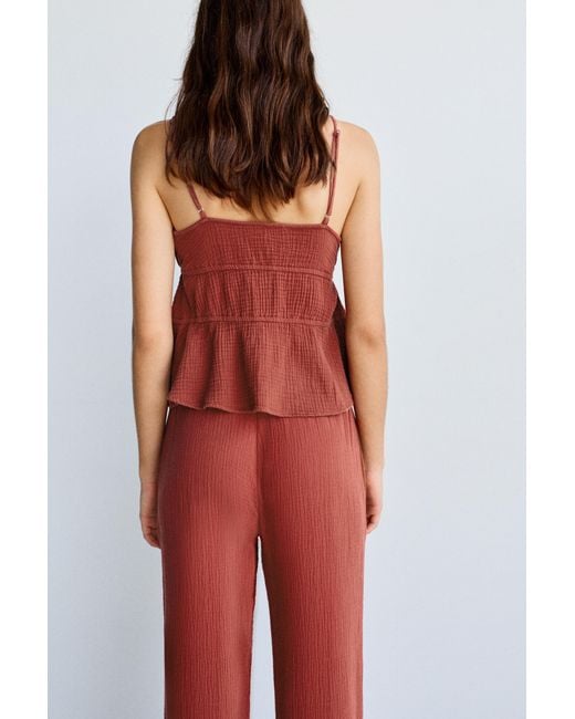 Pull&Bear Red Crepe Strappy Top