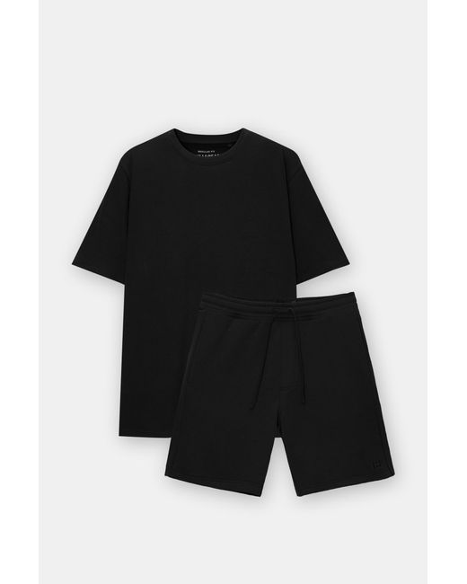 Pull&Bear Set Aus Jogger-Bermudas Und T-Shirt in Black für Herren