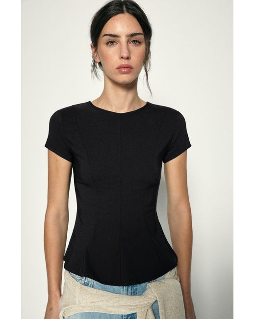 Pull&Bear Black Peplum Top