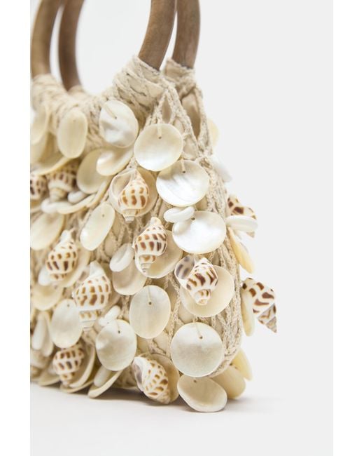 Pull&Bear Natural Handtasche Mit Perlen
