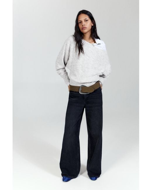 Pull&Bear Gray Asymmetric Knit Jumper