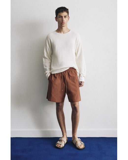 Pull&Bear Bermuda Van Crêpe in het Brown voor heren
