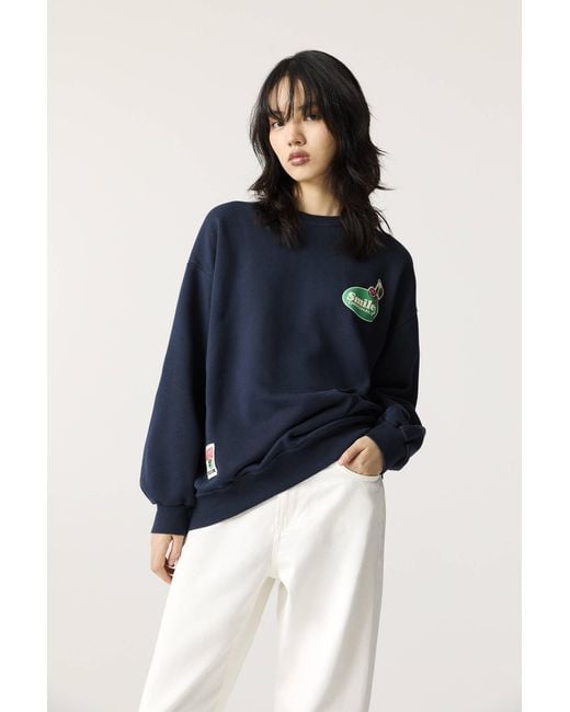 Pull&Bear Blue Smiley Cherry Sweatshirt