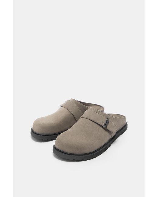 Pull&Bear Gray Clogs With Stwd Buckle for men