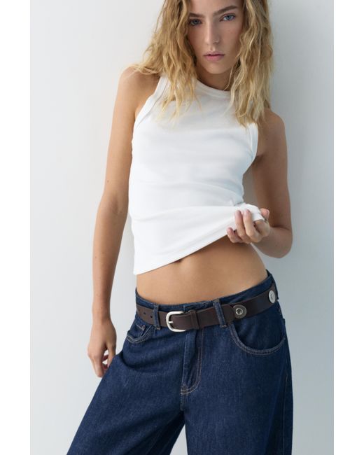 Pull&Bear Black Belt With Metallic Plaques