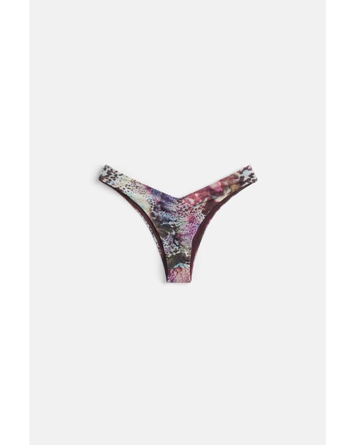 Pull&Bear Brown Triangle Animal Print Tie-Dye Bikini Top