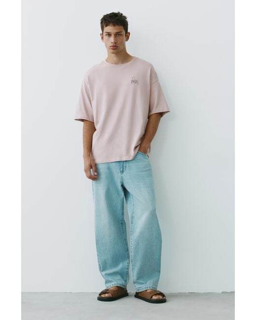 Pull&Bear Multicolor Relaxed Fit Bike Embroidery T-Shirt for men