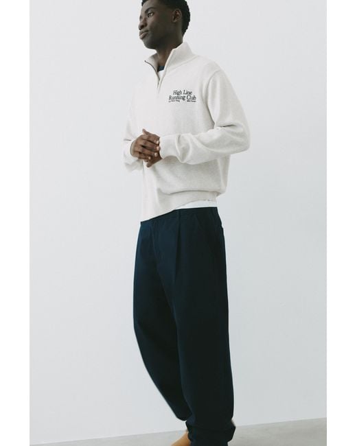 Sweat Col Zippé Brodé Pull&Bear pour homme en coloris White