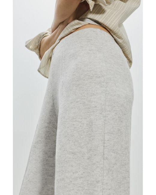 Pull&Bear White Wide-Leg Soft Touch Trousers