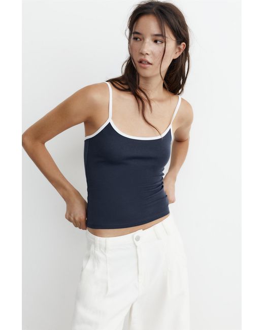 Pull&Bear Blue Thin Strap Top
