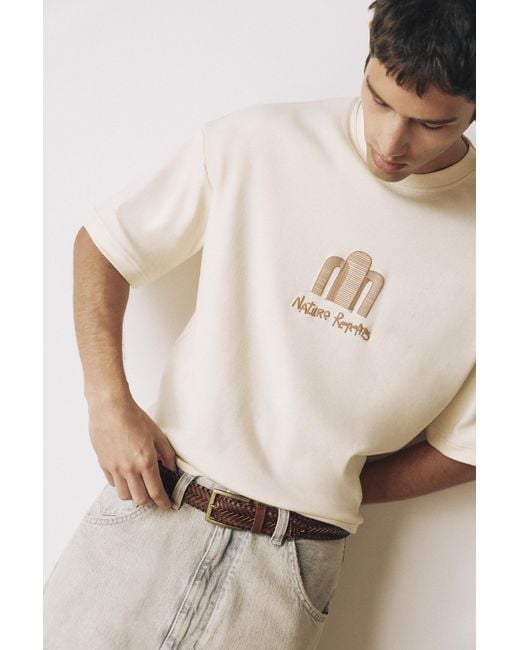 Pull&Bear Brown 100% Leather Braided Belt for men