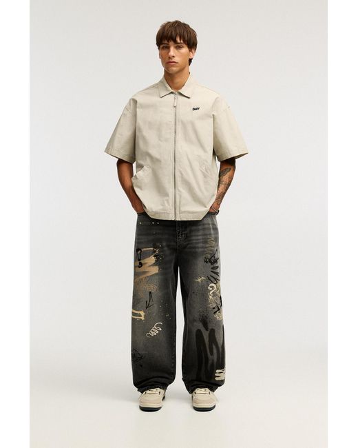 Pull&Bear Multicolor Stwd Graffiti Skater Jeans for men
