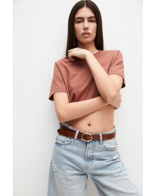 Pull&Bear Brown Belt With Oval Buckle