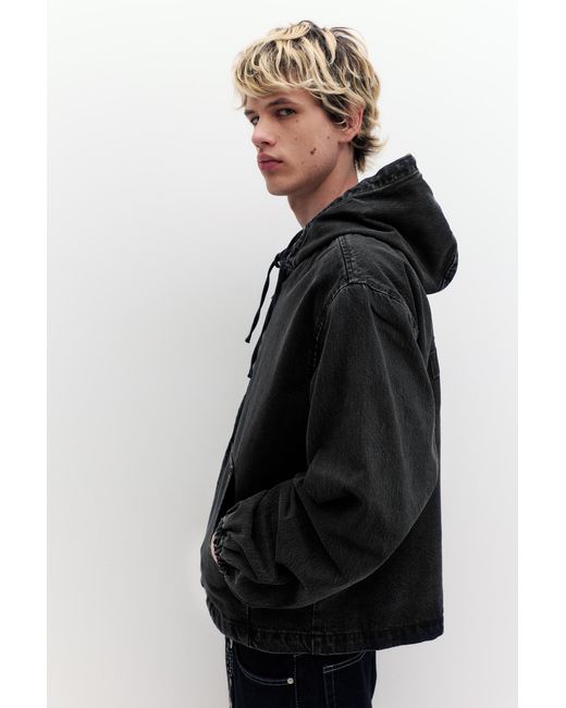 Pull&Bear Black Stwd Zip-Up Hoodie for men