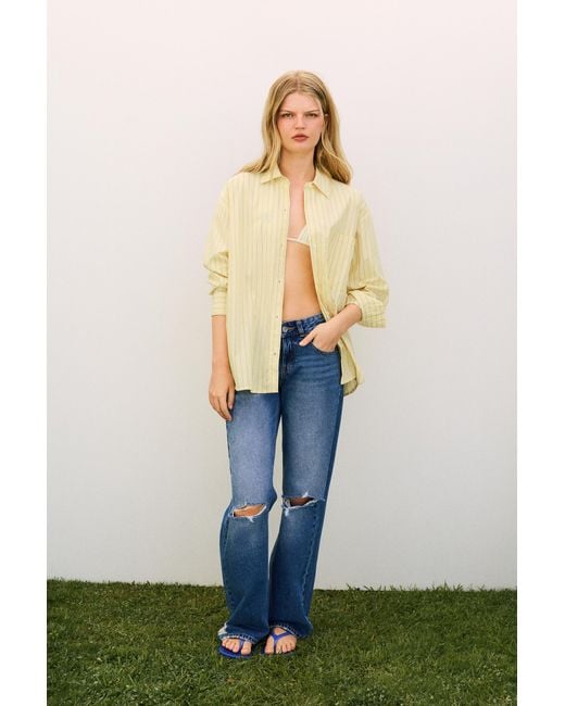 Pull&Bear Gestreept Overhemd in het Yellow