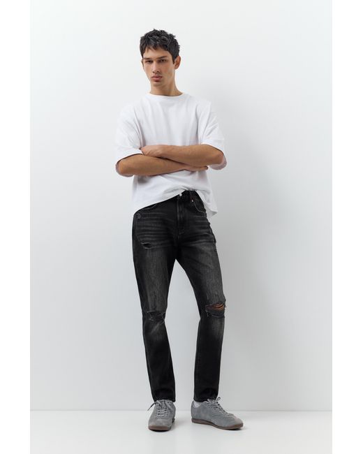Jean Slim Déchiré Pull&Bear pour homme en coloris Gray