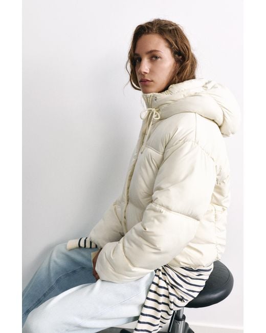 Pull&Bear White Kurze Pufferjacke