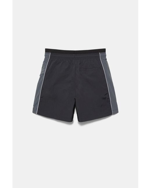 Pull&Bear Blue Panelled Swimming Trunks for men