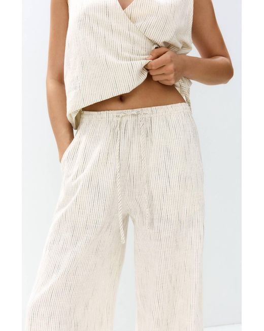 Pull&Bear White Rustikale Joggerhose Mit Streifen