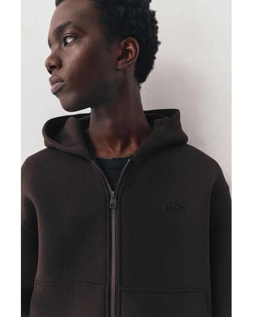 Pull&Bear Brown Neoprene-Effect Hoodie for men