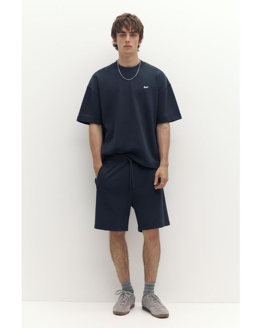 Pull&Bear Blue Short Sleeve Logo Sweatshirt for men