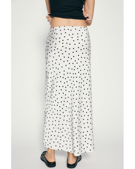 Pull&Bear White Satin Drawstring Midi Skirt