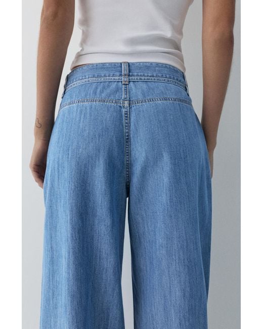 Pull&Bear Blue Wide-Leg Jeans With Drawstring