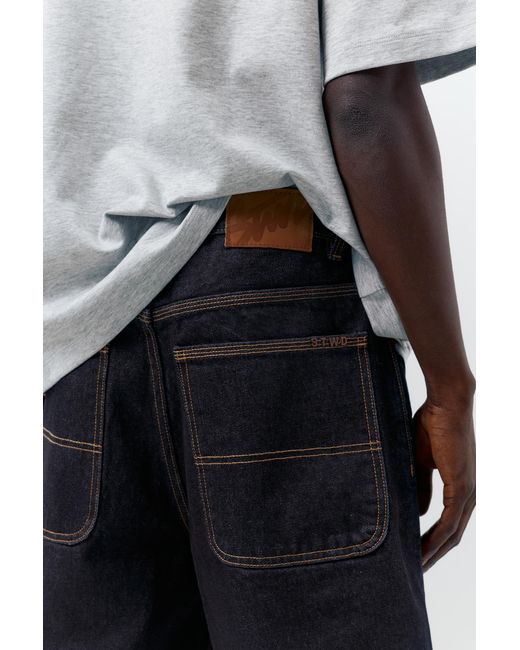 Pull&Bear Blue Baggy Relaxed Fit Denim Bermuda Shorts for men