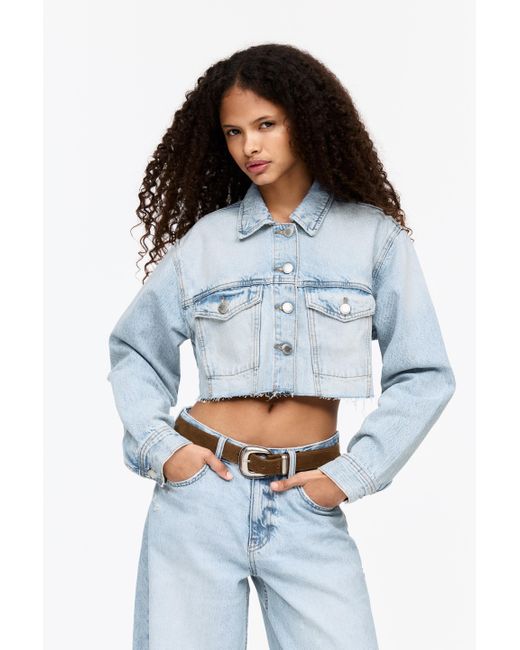 Pull&Bear Blue Cropped-Jeansjacke