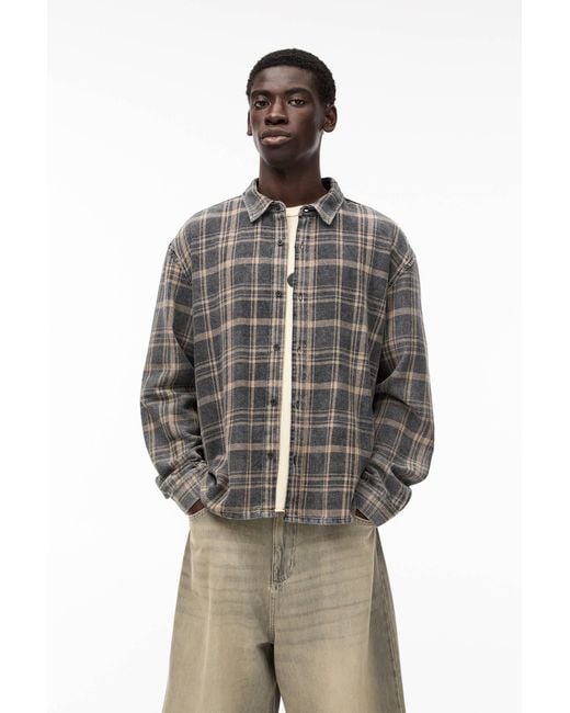 Pull&Bear Black Faded Checked Shirt for men