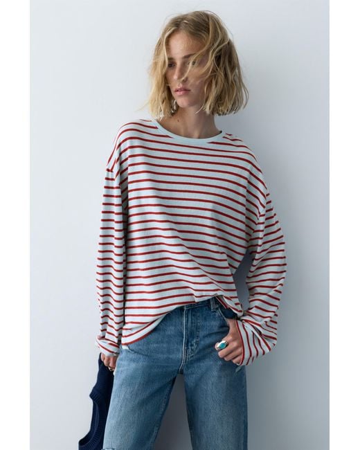 Pull&Bear Gray Long Sleeve T-Shirt
