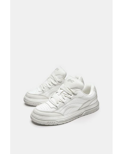 Pull&Bear White Stwd Distressed Skate Trainers for men