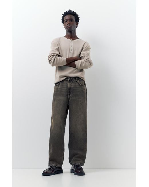 Pull&Bear White Baggy Jeans for men