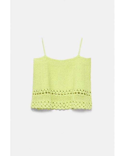 Pull&Bear Green Crochet Strappy Top