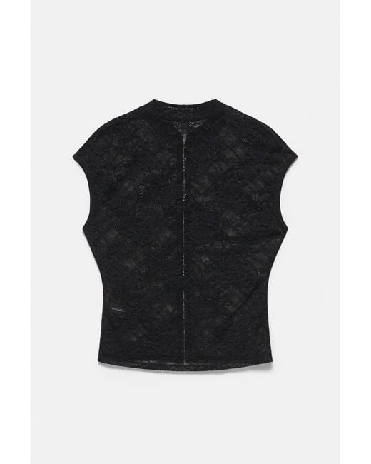 Pull&Bear Kanten Top in het Black