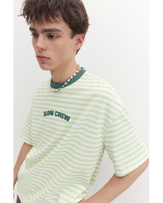 Pull&Bear Gray Stwd Boxy Striped T-Shirt for men