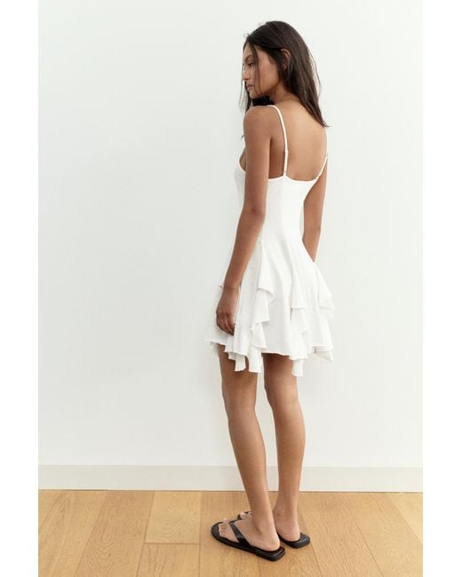 Pull&Bear White Strappy Flared Mini Dress