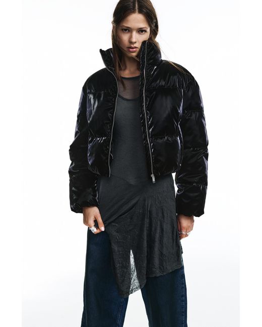 Pull&Bear Blue Puffer Jacket With A Shimmery Finish