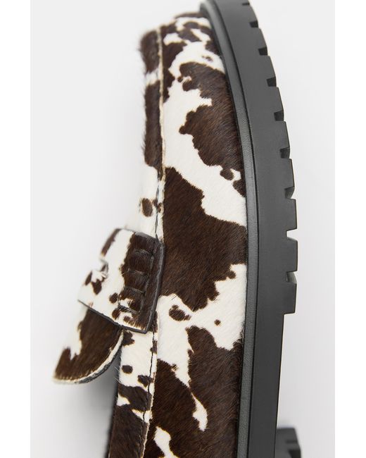 Pull&Bear Black Cowhide Leather Loafers for men