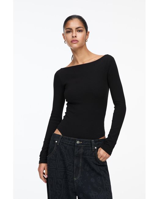 Pull&Bear Black Long Sleeve Bodysuit