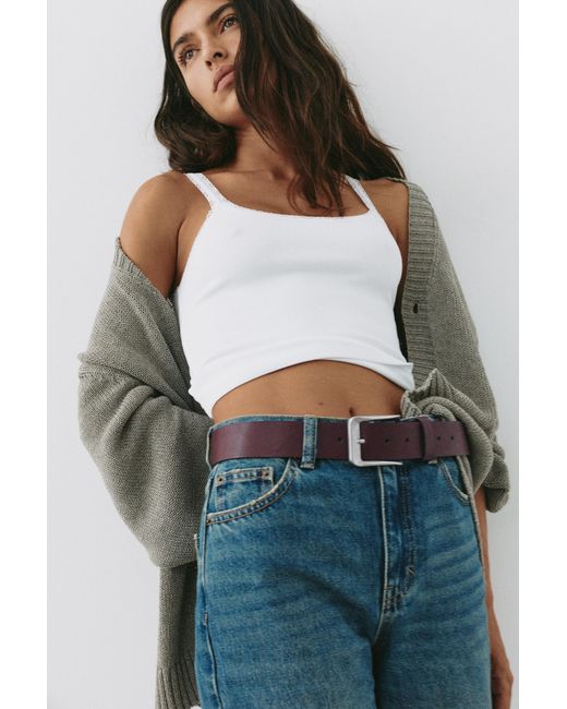 Pull&Bear Basic Riem Met Leereffect in het Purple