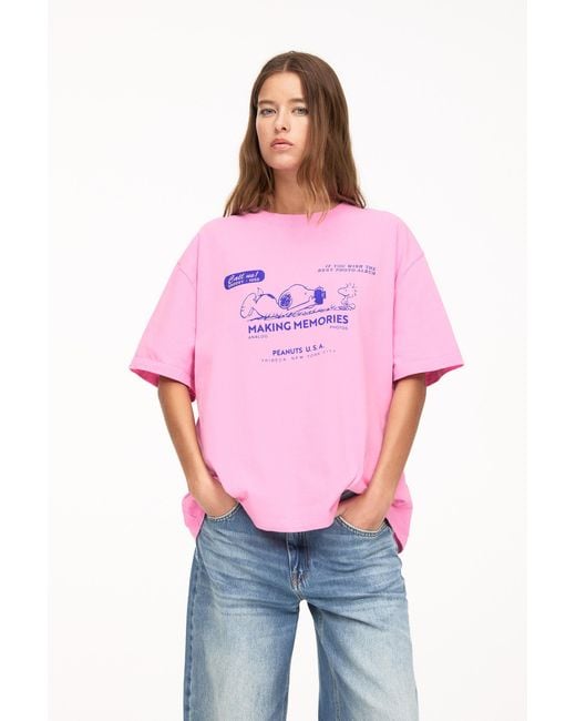 Pull&Bear Pink Snoopy T-Shirt