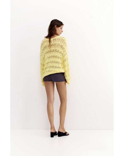Pull&Bear Yellow Flowy Cutwork Jumper