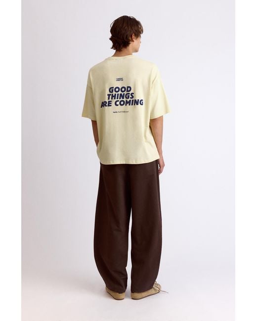 Pull&Bear Natural Relaxed Fit Graphic Slogan T-Shirt for men