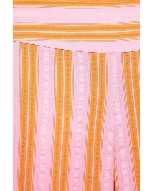 Pull&Bear Blue Striped Wide-Leg Trousers