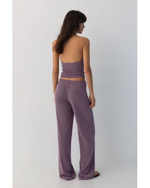 Pull&Bear Rechte Bambula Broek in het Purple