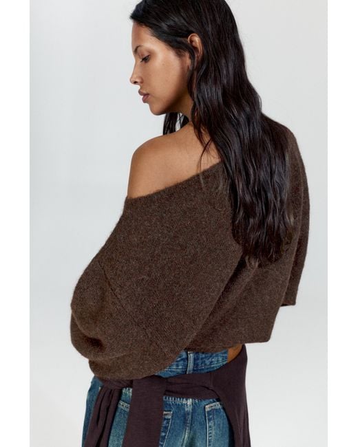 Pull&Bear Brown Asymmetric Knit Jumper